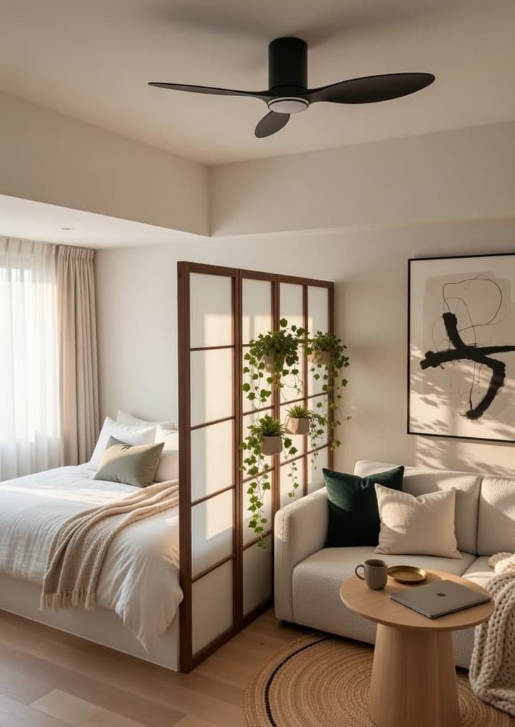 The Plant Room Divider: How to Separate a Studio Bedroom Without Walls