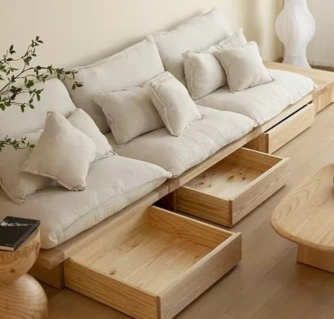 Japandi Platform Sofa With Hidden Storage Drawers: The Ultimate Space-Saver