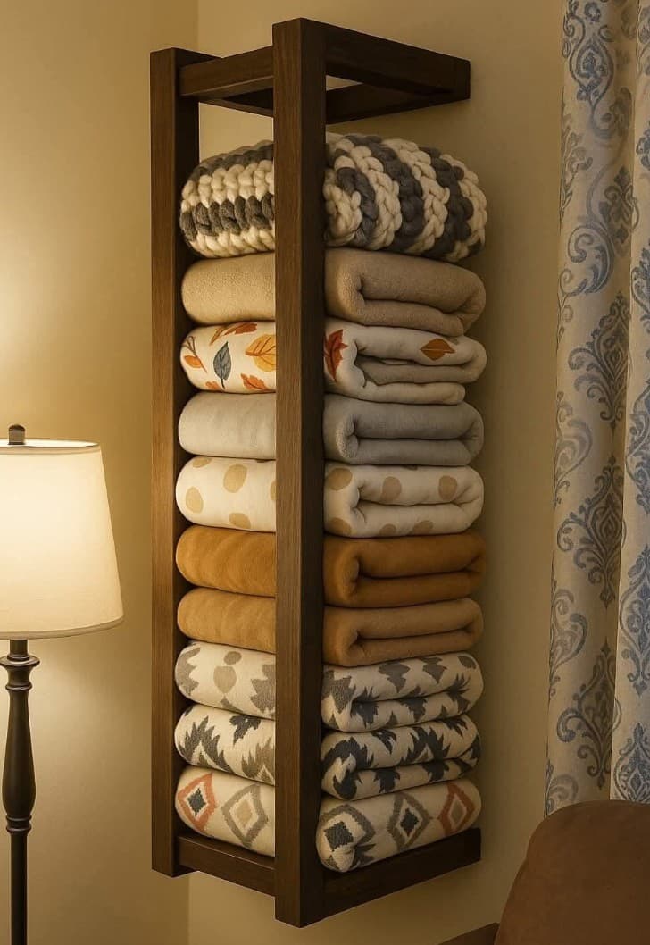 The Wall-Mounted Blanket Rack: Beautiful Throw Storage That Doubles as Decor